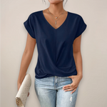 Women's Viscose Twist Front Crop Top | Chic Short Sleeve Going Out Blouse for Spring Summer 3
