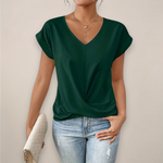Women's Viscose Twist Front Crop Top | Chic Short Sleeve Going Out Blouse for Spring Summer 5