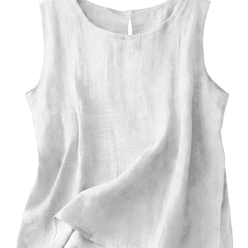 Women's Cotton Linen Sleeveless Top | Lightweight Round Neck Summer Tank