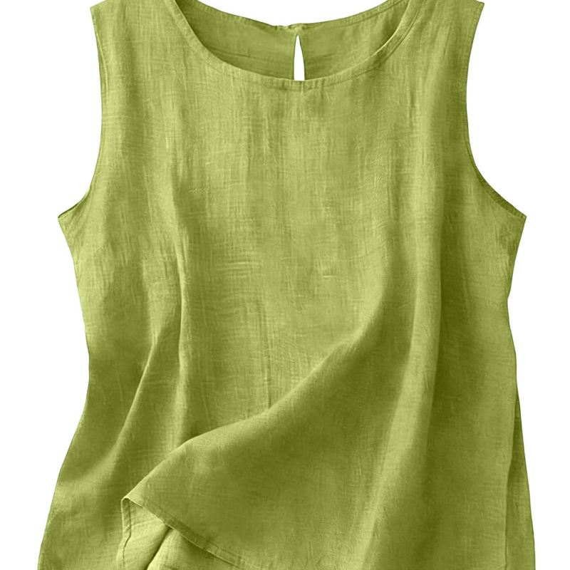 Women's Cotton Linen Sleeveless Top | Lightweight Round Neck Summer Tank