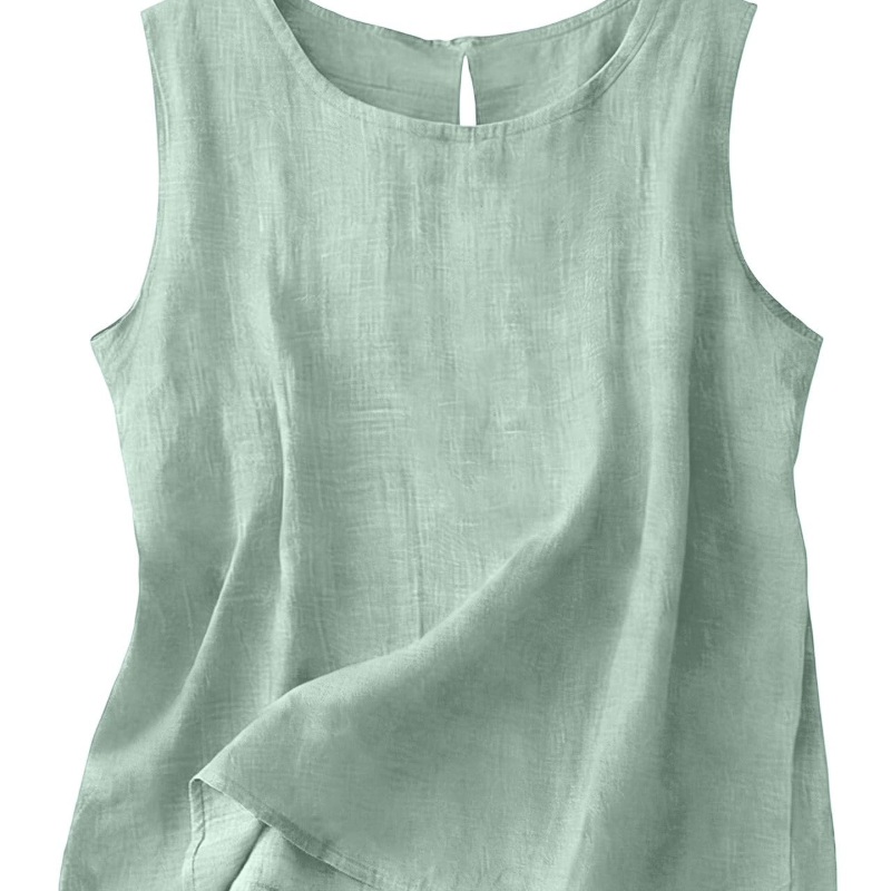 Women's Cotton Linen Sleeveless Top | Lightweight Round Neck Summer Tank