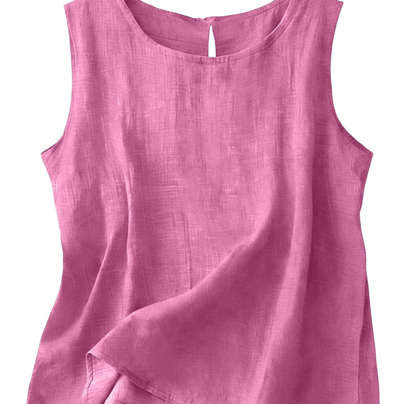 Women's Cotton Linen Sleeveless Top | Lightweight Round Neck Summer Tank