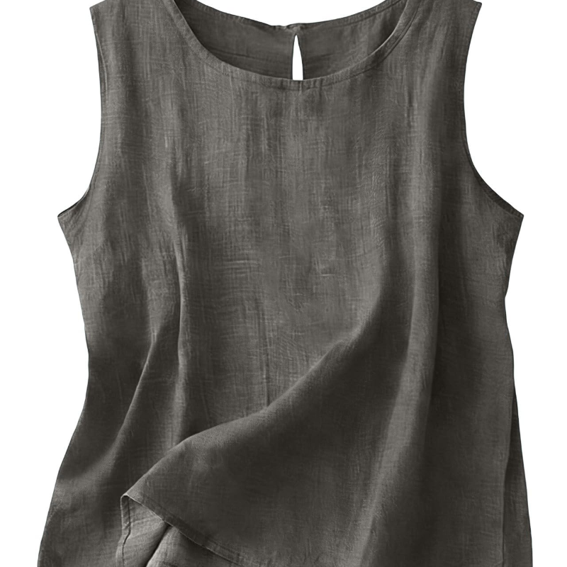 Women's Cotton Linen Sleeveless Top | Lightweight Round Neck Summer Tank