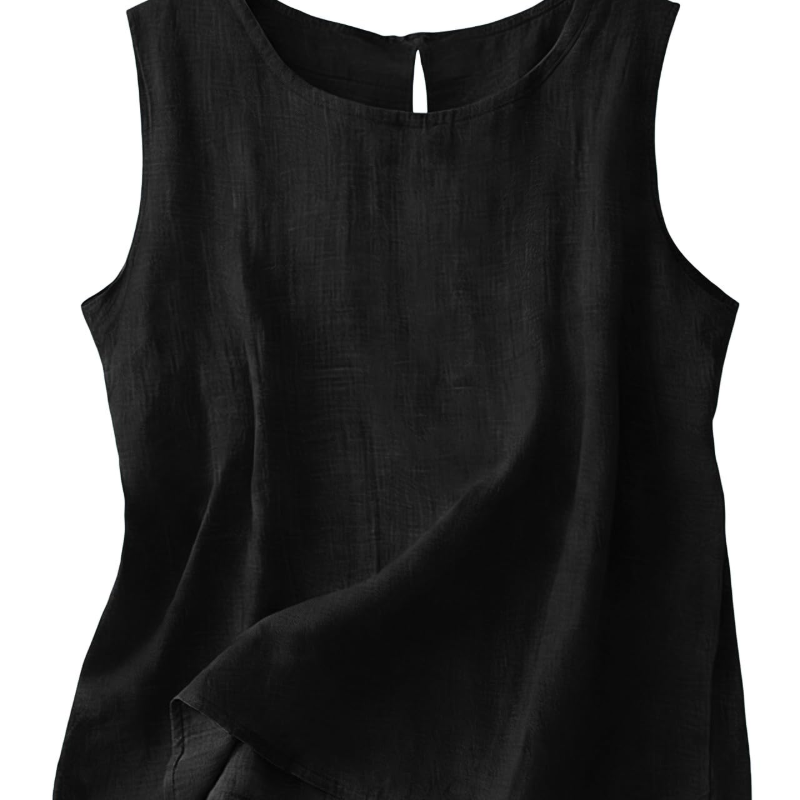 Women's Cotton Linen Sleeveless Top | Lightweight Round Neck Summer Tank
