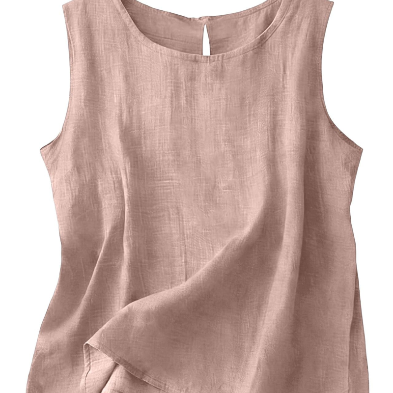 Women's Cotton Linen Sleeveless Top | Lightweight Round Neck Summer Tank