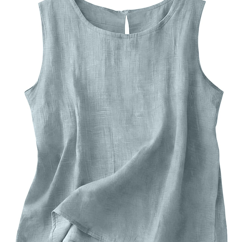 Women's Cotton Linen Sleeveless Top | Lightweight Round Neck Summer Tank
