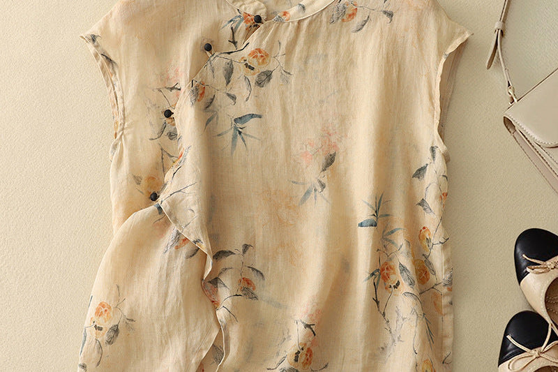 Womens Blouse | Vintage Floral Summer Top | Effortless Flowing Charm 0