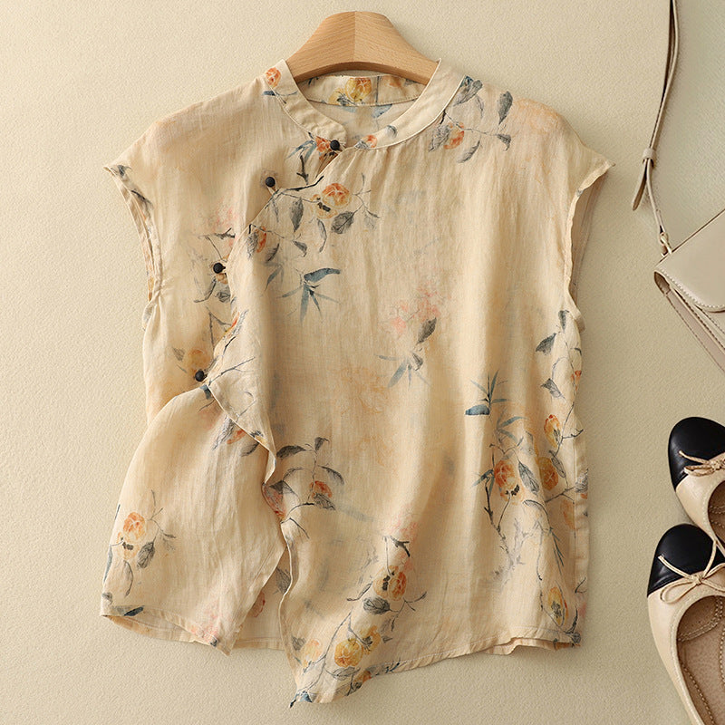 Womens Blouse | Vintage Floral Summer Top | Effortless Flowing Charm 0