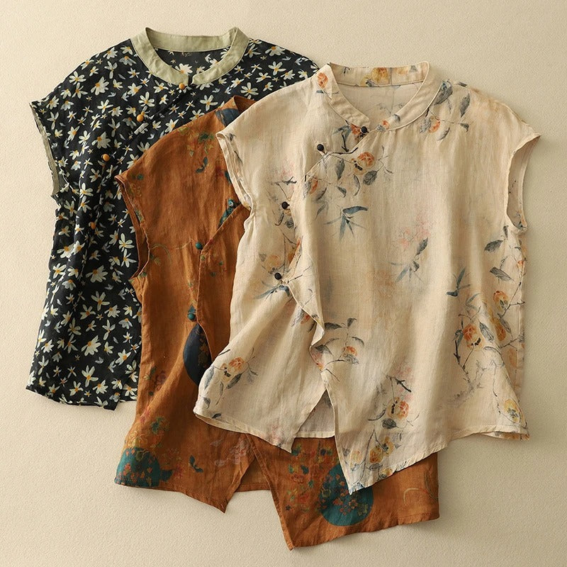 Womens Blouse | Vintage Floral Summer Top | Effortless Flowing Charm 1
