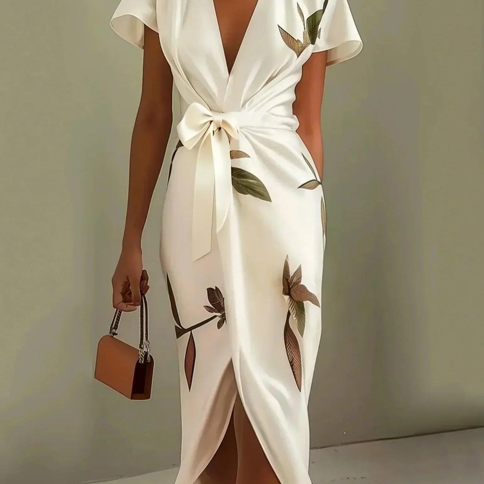 Wrap Style Midi Dress | Floral Print Summer Dress | Elegant Flattering Design 0