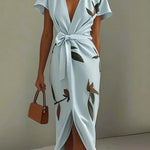 Wrap Style Midi Dress | Floral Print Summer Dress | Elegant Flattering Design 1