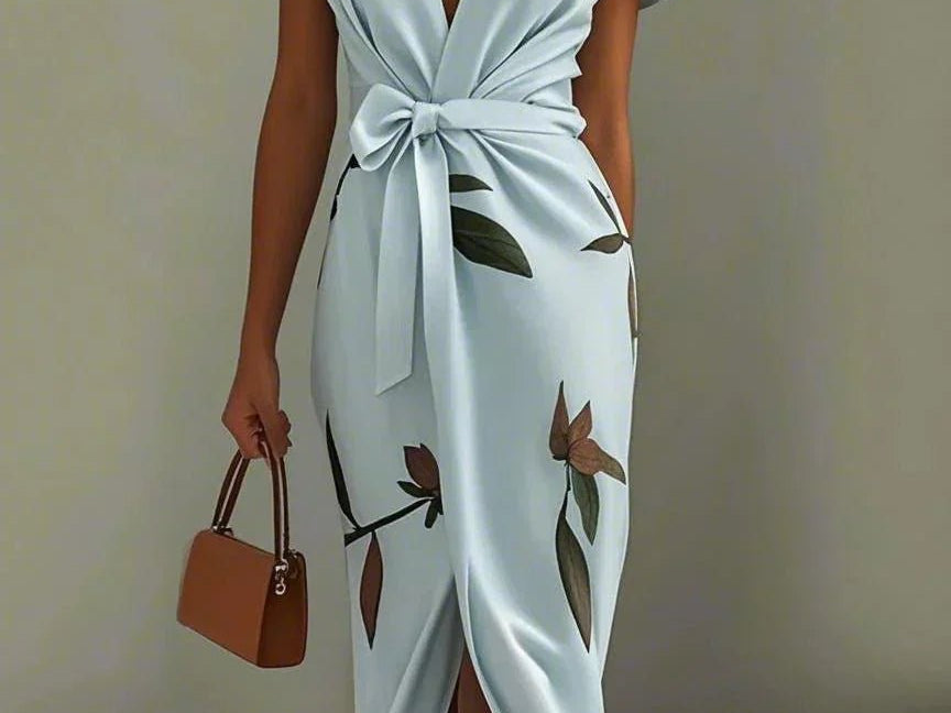 Wrap Style Midi Dress | Floral Print Summer Dress | Elegant Flattering Design 1