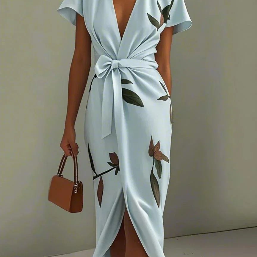 Wrap Style Midi Dress | Floral Print Summer Dress | Elegant Flattering Design 1