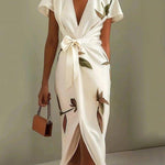Wrap Style Midi Dress | Floral Print Summer Dress | Elegant Flattering Design 2