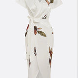 Wrap Style Midi Dress | Floral Print Summer Dress | Elegant Flattering Design 5