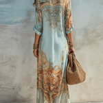 Mediterranean blue shirt dress detail