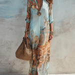 Mediterranean blue shirt dress