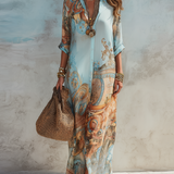Mediterranean blue shirt dress
