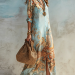 Mediterranean blue shirt dress side