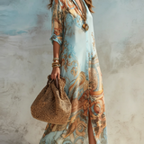 Mediterranean blue shirt dress side
