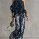 Zephyra | Women's Outfit Two Piece Set with Flowing Wide Leg Pants | Elegant Look for Warm Weather 0