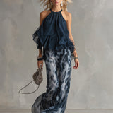 Zephyra | Women's Outfit Two Piece Set with Flowing Wide Leg Pants | Elegant Look for Warm Weather 1