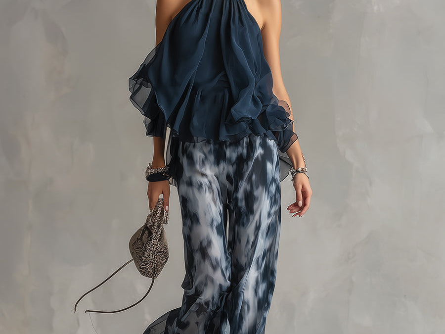 Zephyra | Women's Outfit Two Piece Set with Flowing Wide Leg Pants | Elegant Look for Warm Weather 1