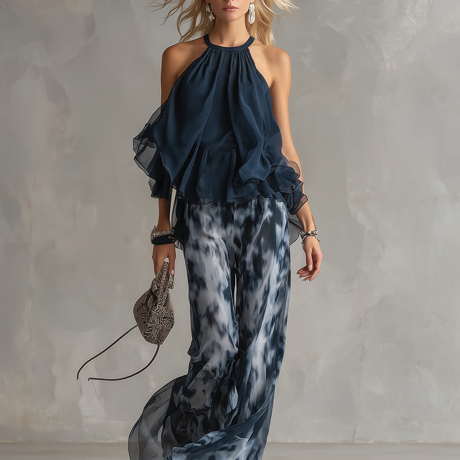 Zephyra | Women's Outfit Two Piece Set with Flowing Wide Leg Pants | Elegant Look for Warm Weather 1