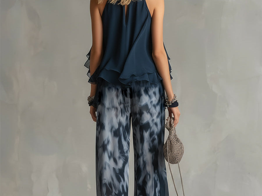 Zephyra | Women's Outfit Two Piece Set with Flowing Wide Leg Pants | Elegant Look for Warm Weather 3