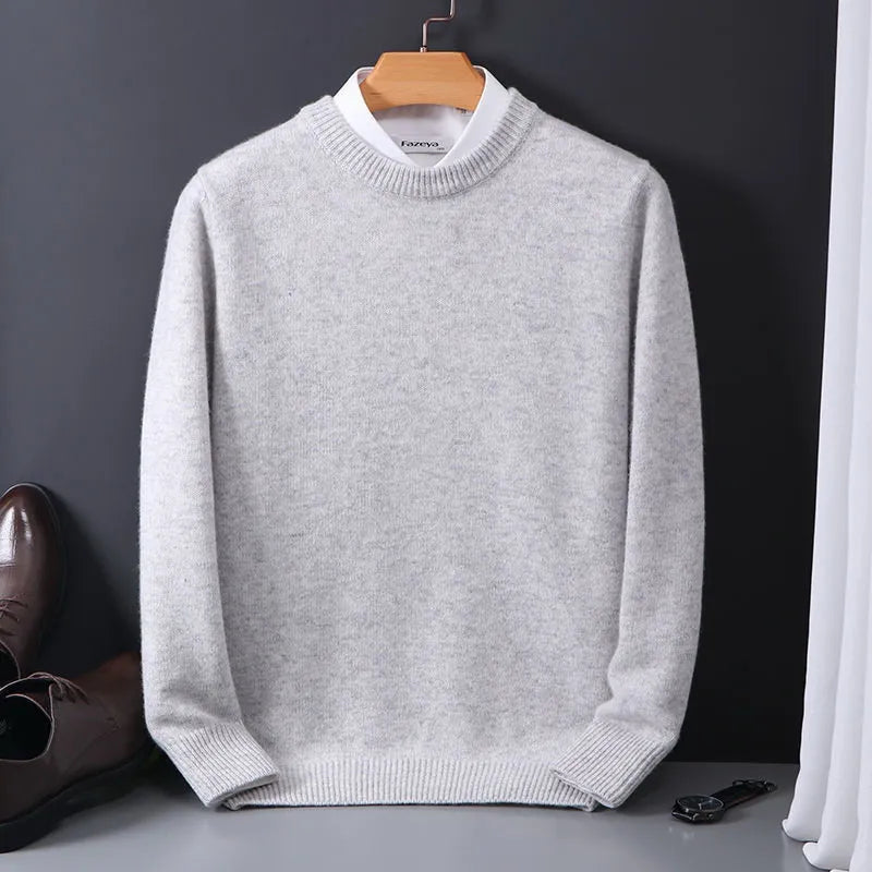 Aaron - Men's Classic Fit Knit Pullover Sweater - Gray