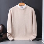 Aaron - Men's Classic Fit Knit Pullover Sweater - Beige