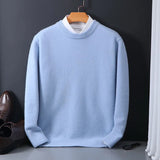 Aaron - Men's Classic Fit Knit Pullover Sweater - Light Blue