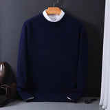 Aaron - Men's Classic Fit Knit Pullover Sweater - Navy