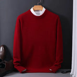 Aaron - Men's Classic Fit Knit Pullover Sweater - Red