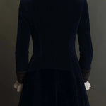 Aase - Women's Long Velvet Blazer with Embroidered Lapels