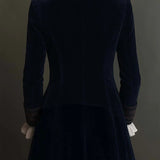 Aase - Women's Long Velvet Blazer with Embroidered Lapels