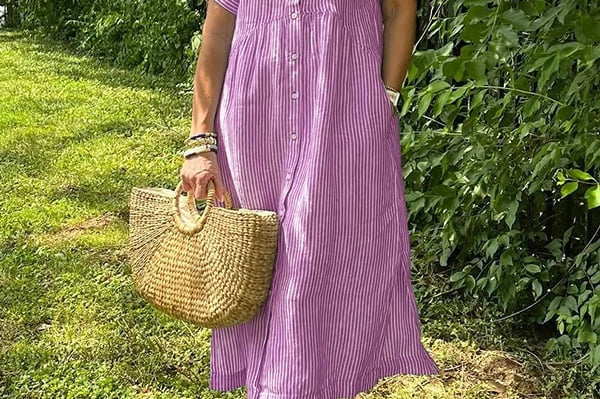Flowy Maxi Dress - Dark Pink