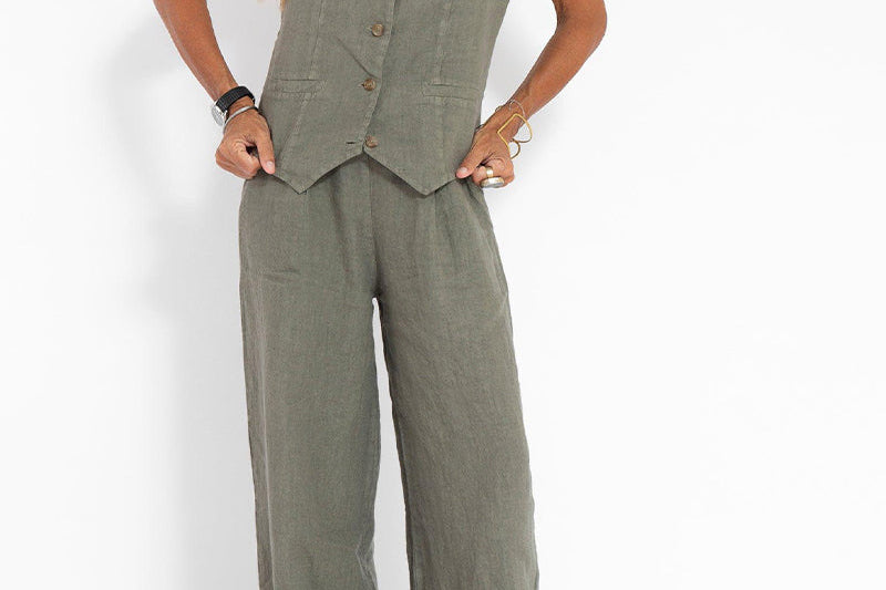 Women's Sleeveless Vest & Wide-Leg Pants Set | Tailored Two-Piece Suit