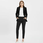 Aelith - Women's Velvet Tailored Blazer with Gold-Tone Button