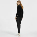 Aelith - Women's Velvet Tailored Blazer with Gold-Tone Button