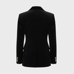 Aelith - Women's Velvet Tailored Blazer with Gold-Tone Button