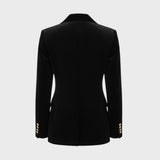 Aelith - Women's Velvet Tailored Blazer with Gold-Tone Button