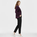 Aelith - Women's Velvet Tailored Blazer with Gold-Tone Button