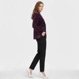 Aelith - Women's Velvet Tailored Blazer with Gold-Tone Button