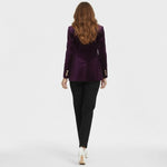 Aelith - Women's Velvet Tailored Blazer with Gold-Tone Button