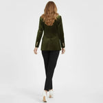 Aelith - Women's Velvet Tailored Blazer with Gold-Tone Button