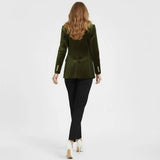 Aelith - Women's Velvet Tailored Blazer with Gold-Tone Button