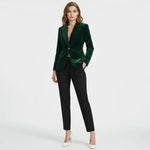 Aelith - Women's Velvet Tailored Blazer with Gold-Tone Button