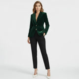 Aelith - Women's Velvet Tailored Blazer with Gold-Tone Button