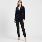 Aelith - Women's Velvet Tailored Blazer with Gold-Tone Button